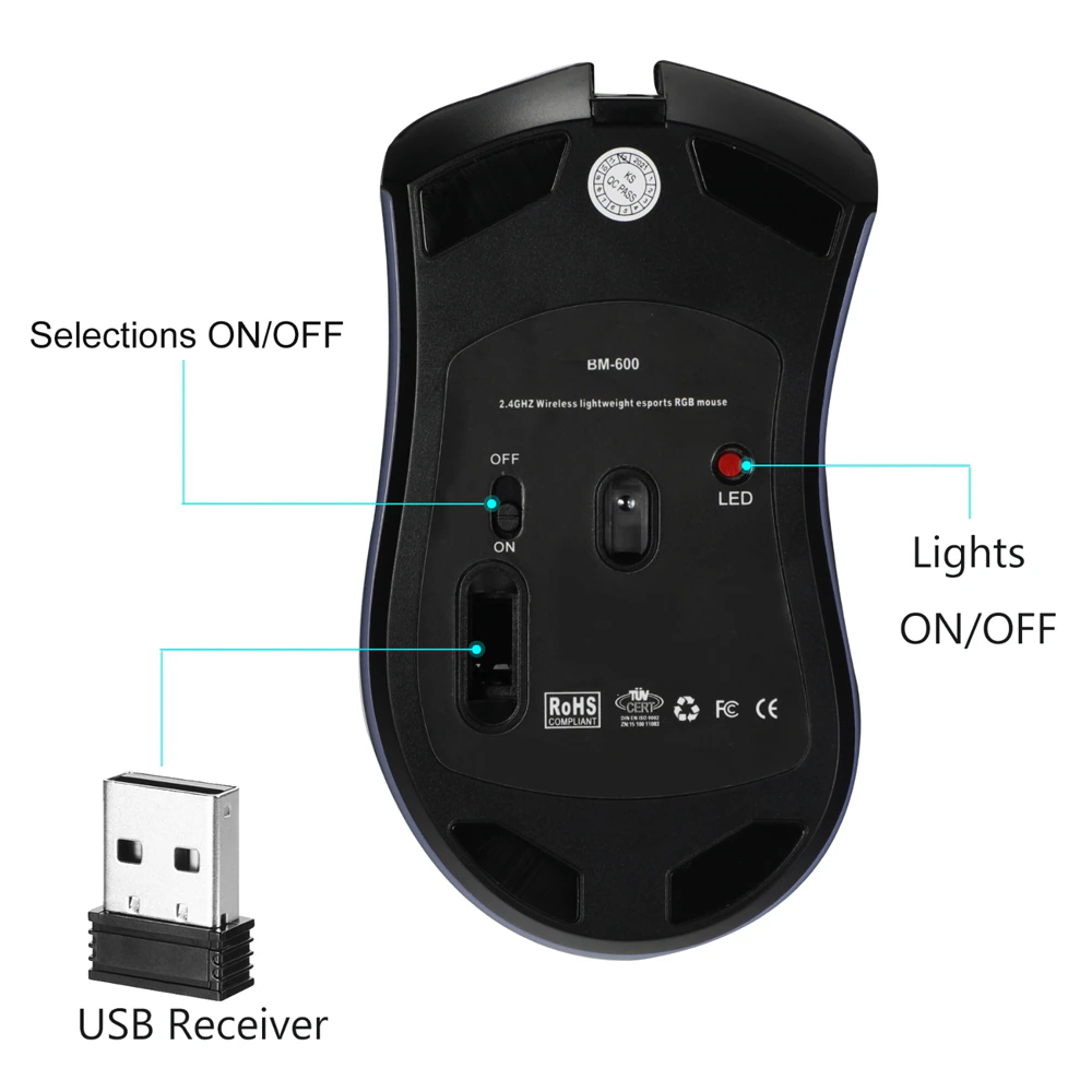 Rechargeable 7-Color LED Gaming Mouse