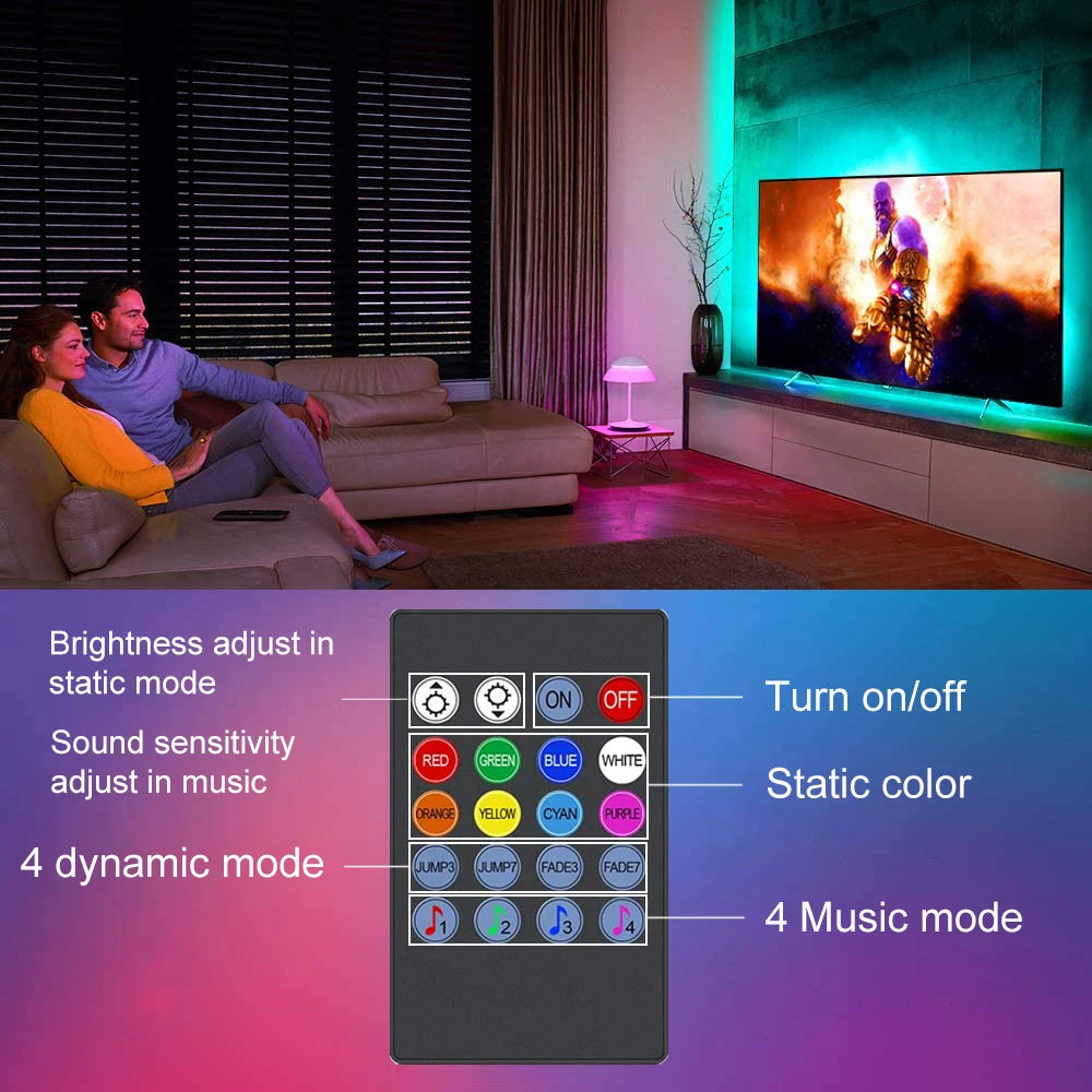 NexusVault TV & Monitor Bias Lighting — USB RGB LED Strip
