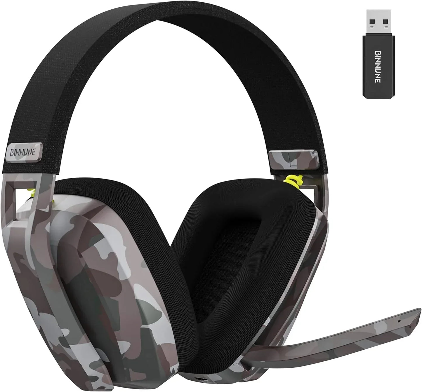BINNUNE Dual-Mode Wireless Gaming Headset — 2.4GHz & Bluetooth, 48Hr Battery