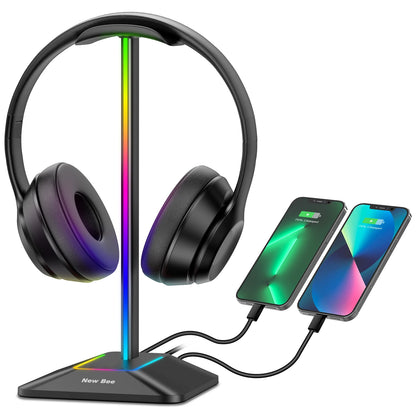 NexusVault RGB Headset Stand — USB Hub, 7 Light Modes, Metal Build