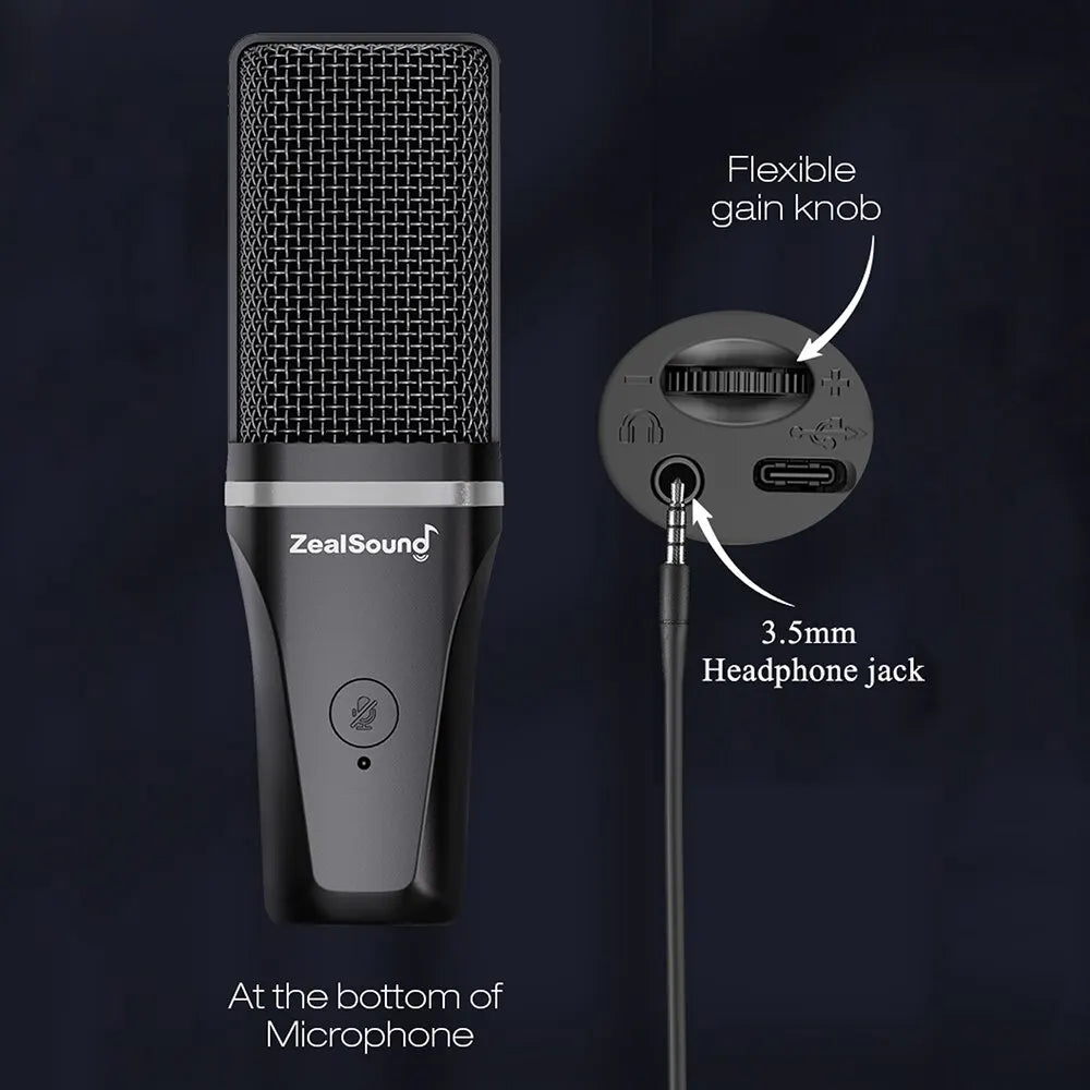 NexusVault RGB USB Condenser Microphone — With Boom Arm & Tripod