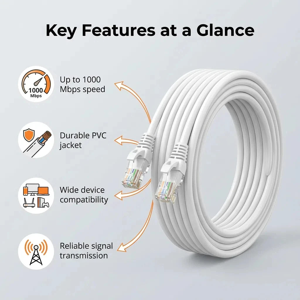 CAT 6 Ethernet Cable — 1000Mbps Gigabit Network Cable
