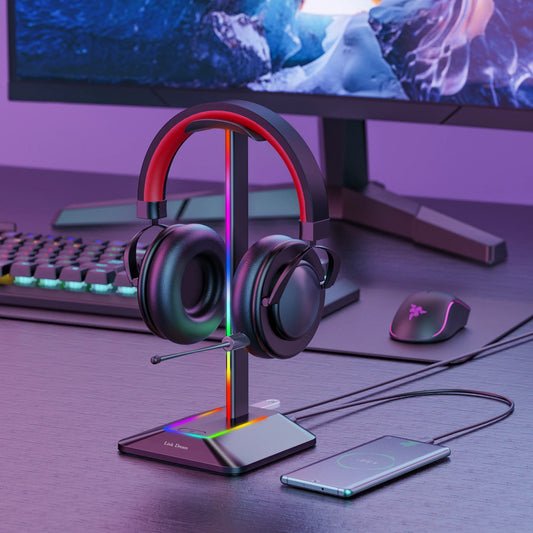 NexusVault RGB Headset Stand — USB Hub, 7 Light Modes, Metal Build