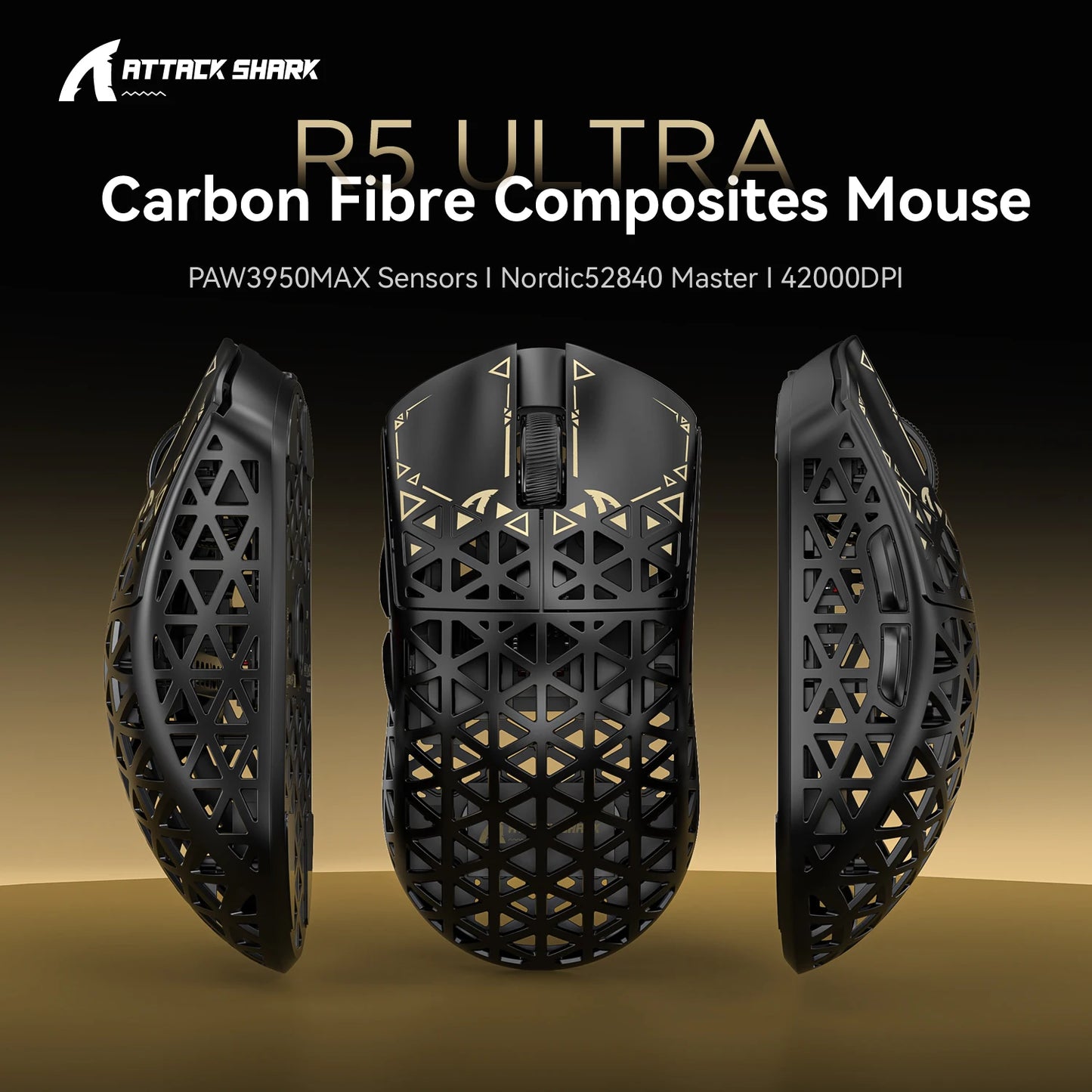Attack Shark R5 Ultra — 39g Carbon Fiber 8K Wireless Gaming Mouse