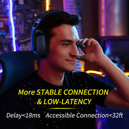 BINNUNE Dual-Mode Wireless Gaming Headset — 2.4GHz & Bluetooth, 48Hr Battery
