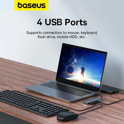 Baseus 4-Port USB 3.0 Hub — Compact Plug & Play Splitter