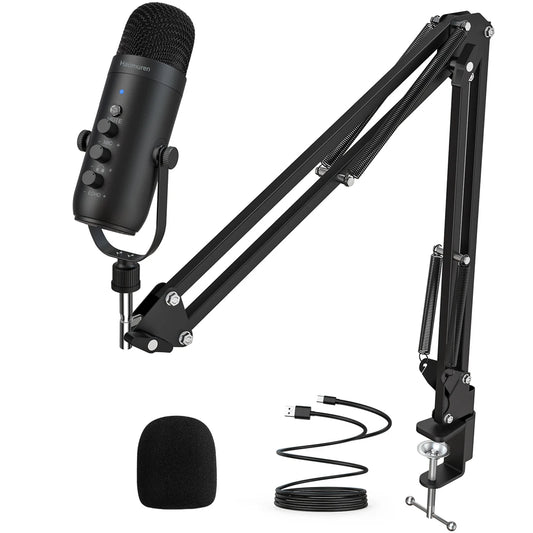 Haomuren USB Condenser Microphone Kit — Boom Arm, Cardioid, Plug & Play