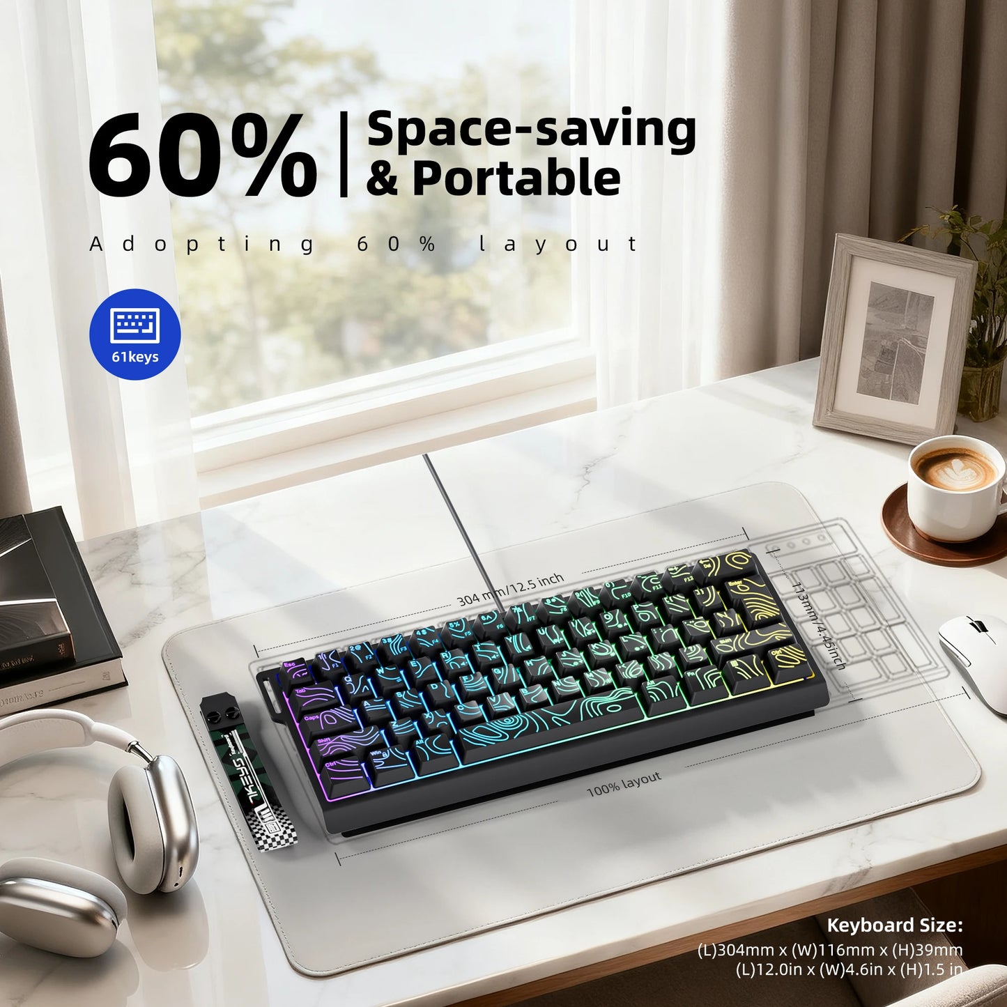 60% Wired RGB Gaming Keyboard — Compact 61-Key