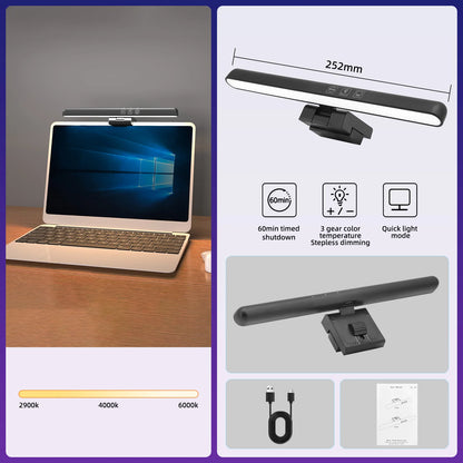 NexusVault RGB Monitor Light Bar — Stepless Dimming, 7-Color Backlight, USB Powered