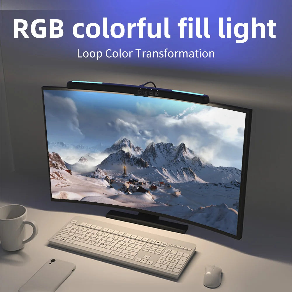 NexusVault RGB Monitor Light Bar — Stepless Dimming, 7-Color Backlight, USB Powered
