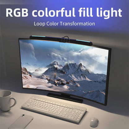 NexusVault RGB Monitor Light Bar — Stepless Dimming, 7-Color Backlight, USB Powered
