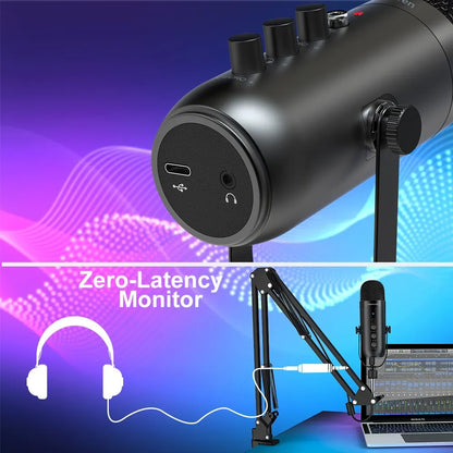 Haomuren USB Condenser Microphone Kit — Boom Arm, Cardioid, Plug & Play