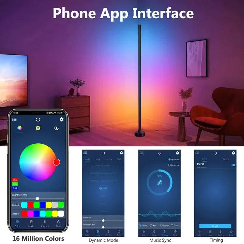 NexusVault RGB Smart Corner Floor Lamp — Music Sync & App Control