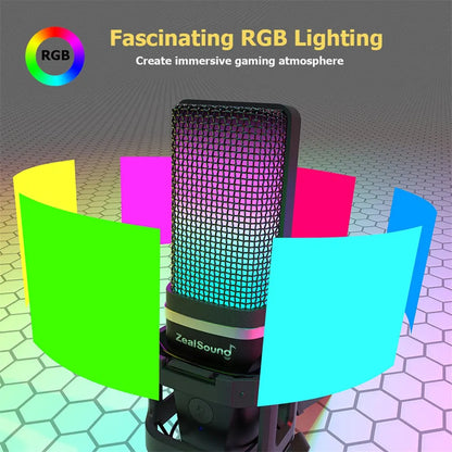 NexusVault RGB USB Condenser Microphone — With Boom Arm & Tripod
