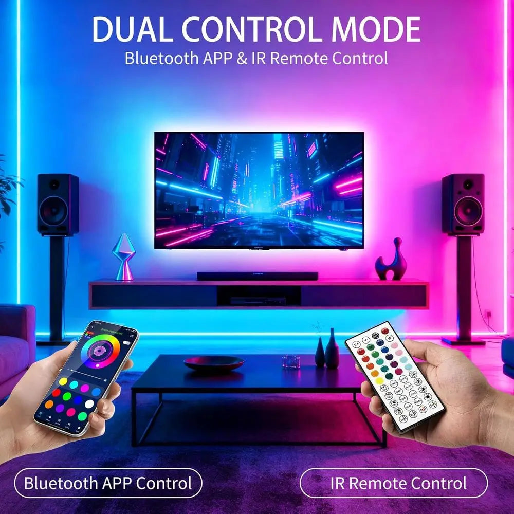 100ft RGB LED Strip Lights — Music Sync & App Control
