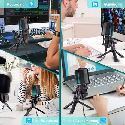 NexusVault RGB USB Condenser Microphone — With Boom Arm & Tripod