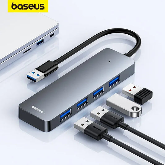 Baseus 4-Port USB 3.0 Hub — Compact Plug & Play Splitter