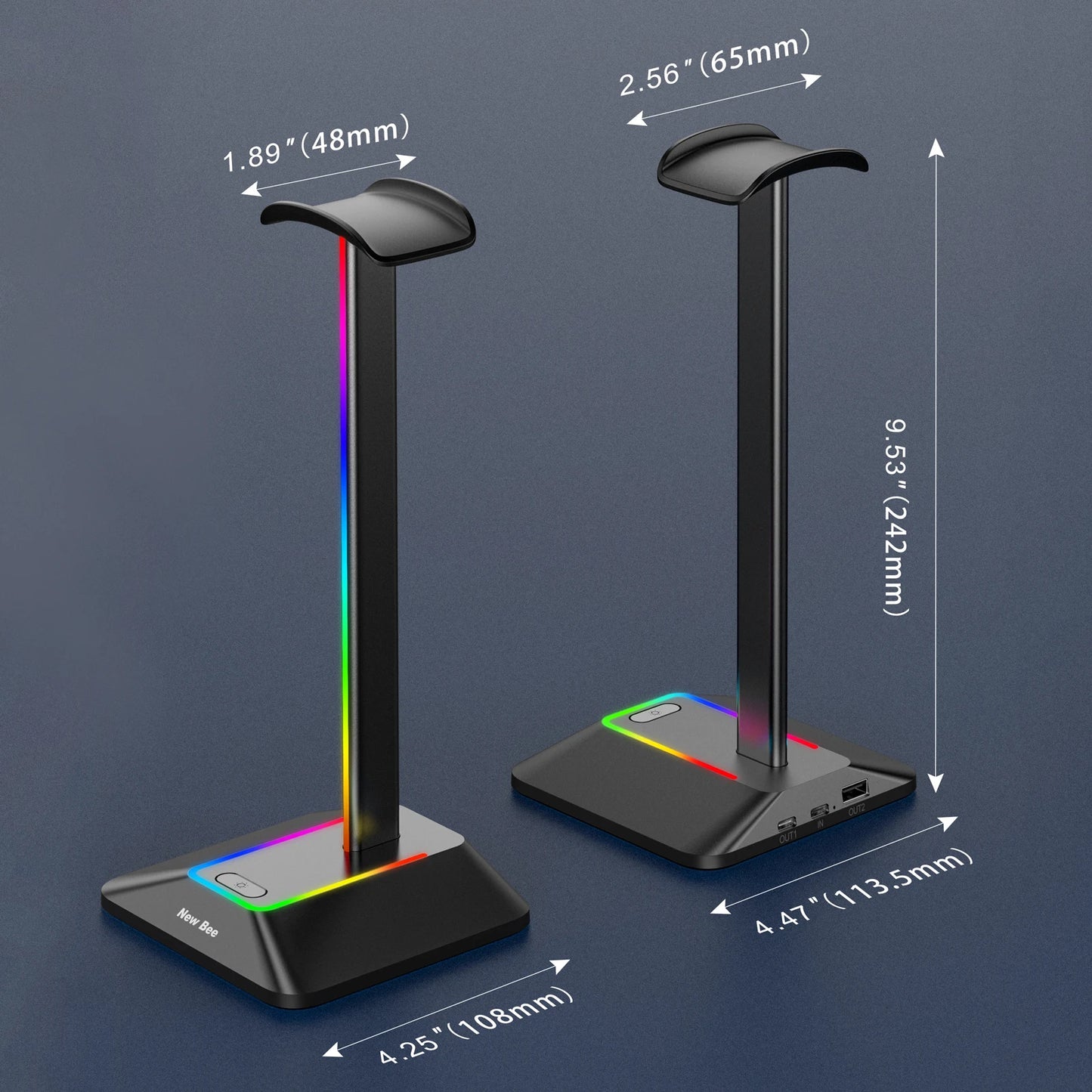 NexusVault RGB Headset Stand — USB Hub, 7 Light Modes, Metal Build