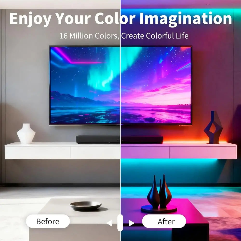 100ft RGB LED Strip Lights — Music Sync & App Control