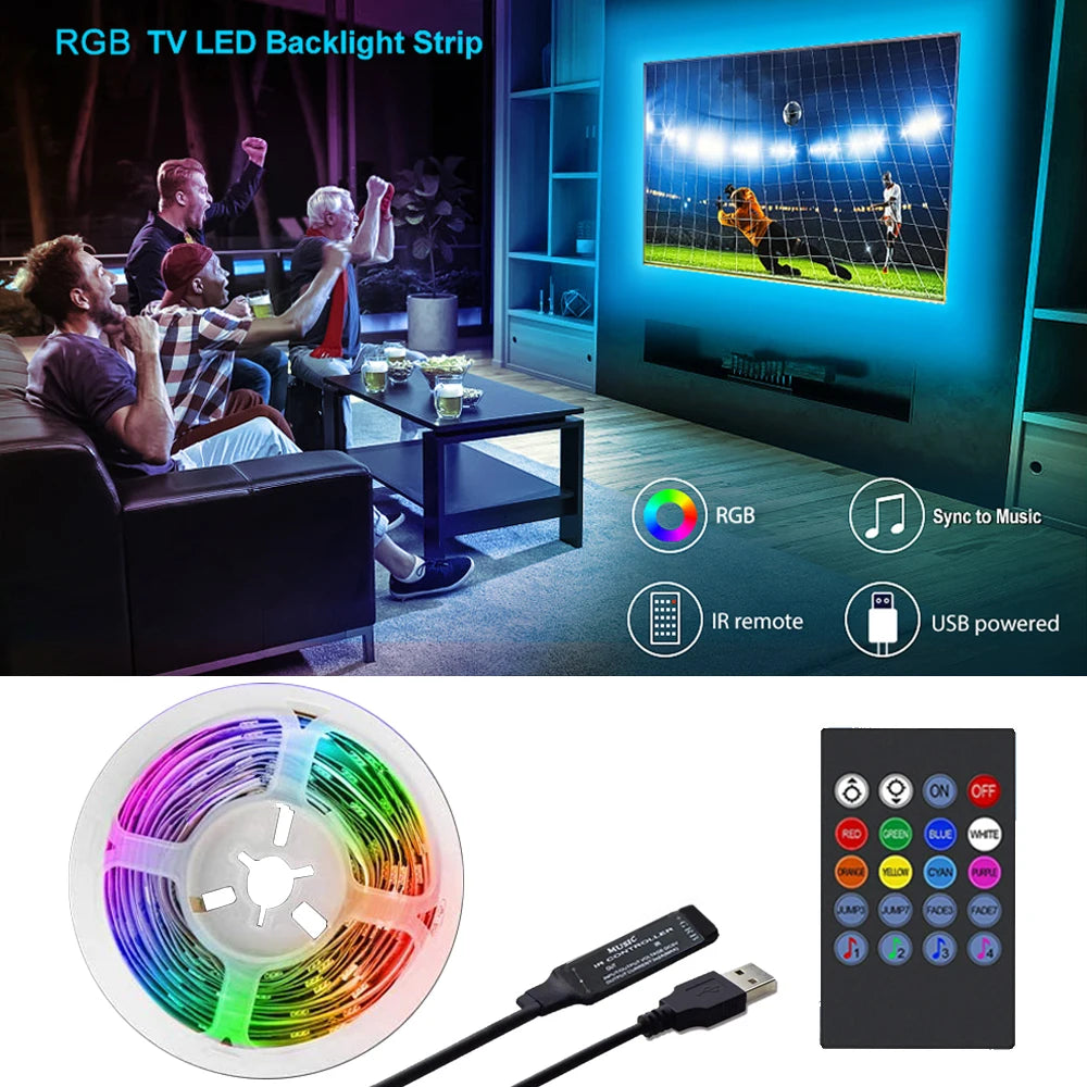NexusVault TV & Monitor Bias Lighting — USB RGB LED Strip